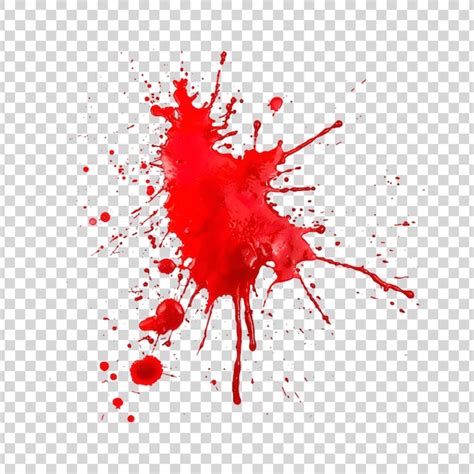 Red ink splatter or blood splatter on a transparent background ...