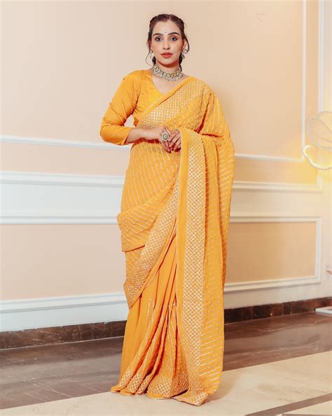 Marigold Yellow Gotta Work Saree