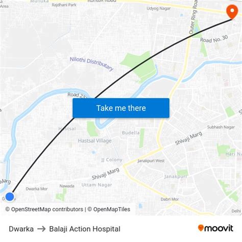 Dwarka to Balaji Action Hospital with public transportation