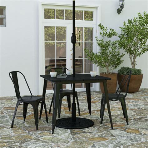 Merrick Lane Dryden Indoor/Outdoor Dining Table with Umbrella Hole, 36 ...