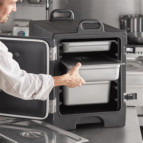 CaterGator Black Front Loading Insulated Food Pan Carrier with Red Hot ...