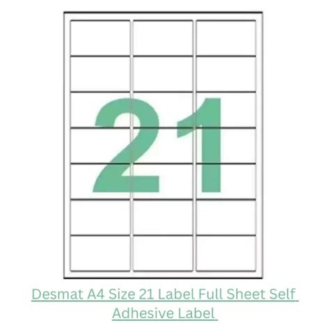 Desmat A4 Labels – 21 per Sheet | Self-Adhesive Paper | 100 Sheets