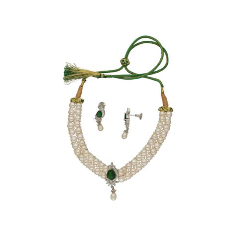 Buy Sri Jagdamba Pearls Dual Line Traditional White Pearl Choker ...