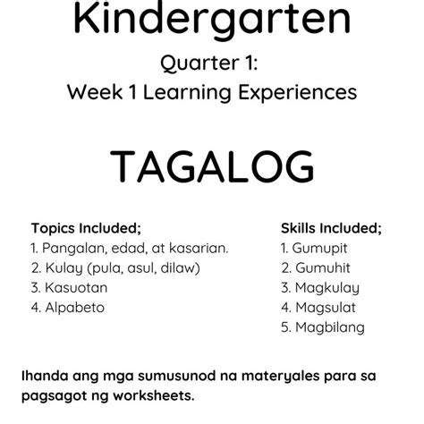 Image result for Be Worksheet Tagalog