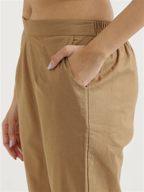 Coffee Brown Cotton Trouser For Women | Regular Fit | सादा /SAADAA