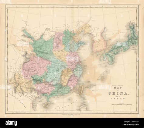 Gall & Inglis' Map of China & Japan. "Hong Kong (Free trading port)". Korea 1850 Stock Photo - Alamy
