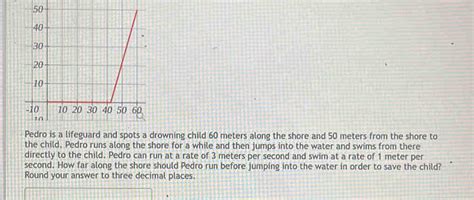 Solved: Pedro is a lifeguard and spots a drowning child 60 meters along ...
