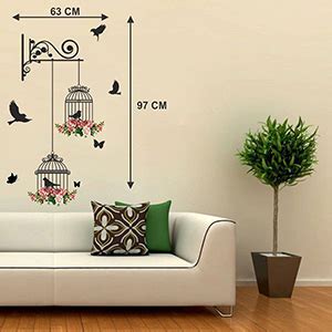 Ghar Kraft PVC Vinyl Wall Sticker Free Bird Cage Brown | Flower Vase ...