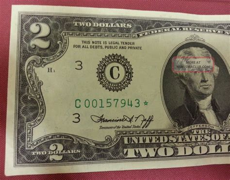 Vintage Rare Crisp $2 Two Dollar Bill 1976 Low Number Star Note Frn Us