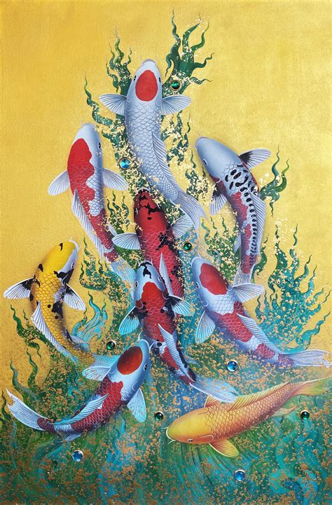 9 Koi Fish Artwork For Prosperity and Money Wealth | Royal Thai Art