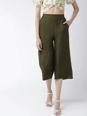 Buy Style Quotient Women Olive Green Original Loose Fit Solid Culottes ...