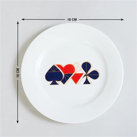Buy Raisa Deck Of Cards Multicolour Printed Bone China Appetiser Plate ...