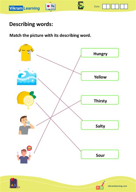 Download describing words worksheets for free | vikramlearning.com
