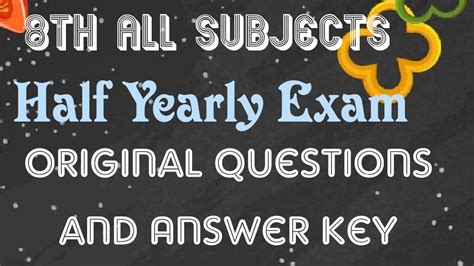 8th Half Yearly Exam Original Question Paper and Answer Key All ...