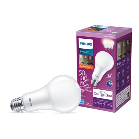 Philips LED 150-100-50-Watt A21 Light Bulb, Frosted Soft White, Non ...