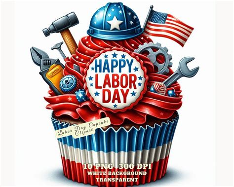 Labor Day Cupcake Clipart, Happy Labor Day Clipart Bundle, Watercolor ...