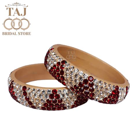 Rajasthani Lac Kada in Beautiful Red-White Stone (Pack of 2) – Taj ...