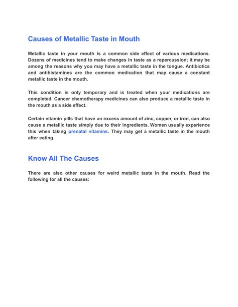 PPT - Why There Is Metallic Taste in Mouth? Know The Causes And Treatments PowerPoint ...