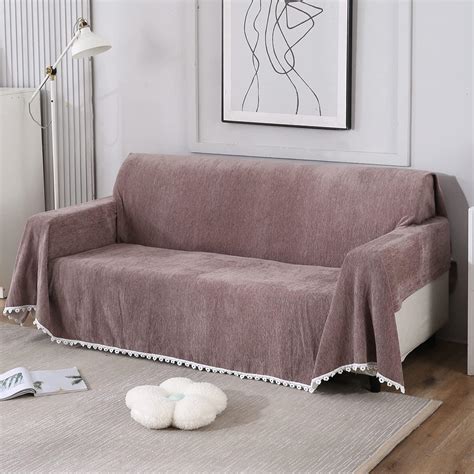 Premium Elegant Brown Colour Chenille Sofa Throw | HOKIPO – HOKIPO ...