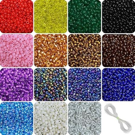 eshoppee 11/0 (2mm) silver line shade six color Glass seed beads for ...
