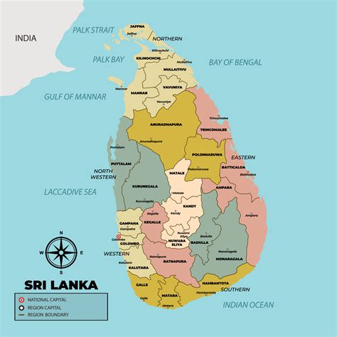 sri lanka mapa con distrito nombre 21610862 Vector en Vecteezy