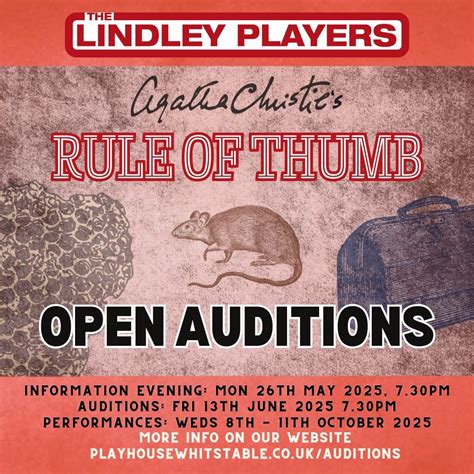 Agatha Christies Rule of Thumb - Open Auditions, 104 High Street, CT5 ...