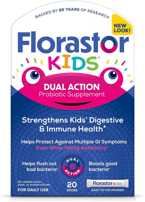 Florastor Kids Dual Action Probiotic Supplement, Strengthens Kids' Digestive & Immune Health, 20 ...