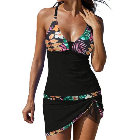Daznico Women's Swimwear Tankini 2 Piece Normal Swimsuit High Waisted ...