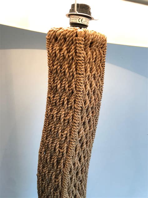 Braided Rope Floor Lamp on a Square Metal Base. Japonses Work, circa ...