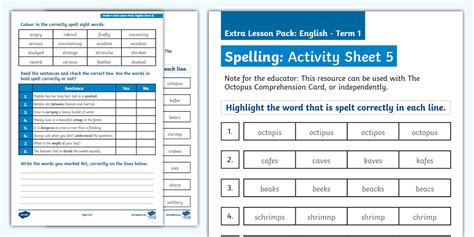 Gr 4: Extra Lessons: Spelling Activity: Activity 5