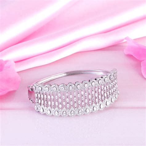 Cubic Zirconia Oval Rhodium Plating 925 Sterling Silver Bracelet – Zavya