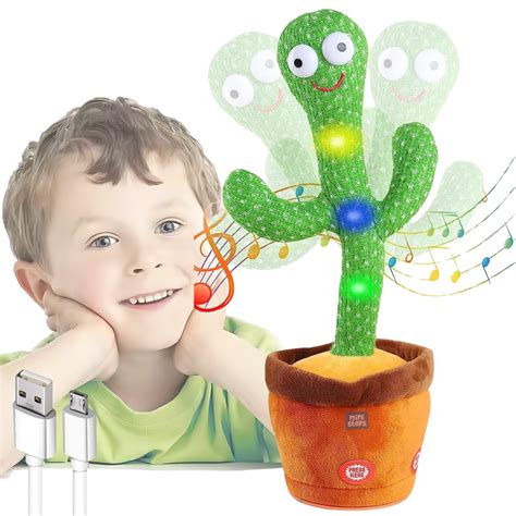 Mini Steps Dancing Cactus Toy for Kids - Rechargeable Talking Singing ...