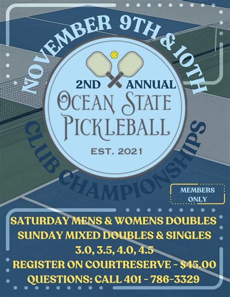 OSP TOURNAMENTS – Ocean State Pickle Ball