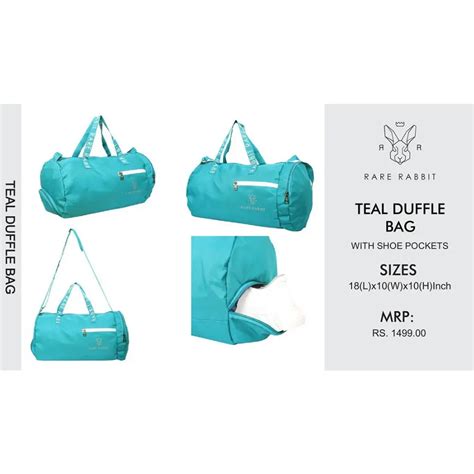 Rare Rabbit Teal Duffle Bag with Shoe Pocket
