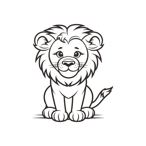 Cute baby lion vector character for coloring book for kids, baby lion ...