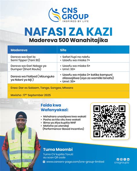 500 Madereva / Drivers Job Vacancies at CNS Group - Helpful Jobs Vacancies in Tanzania