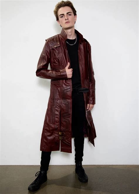 Red Leather Trench Coat Men