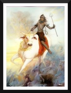 Tallenge - Lord Shiva Riding Nandi - Framed Poster Paper Print ...