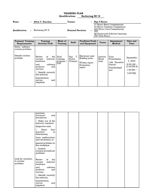 Training Plan Sample 的图像结果