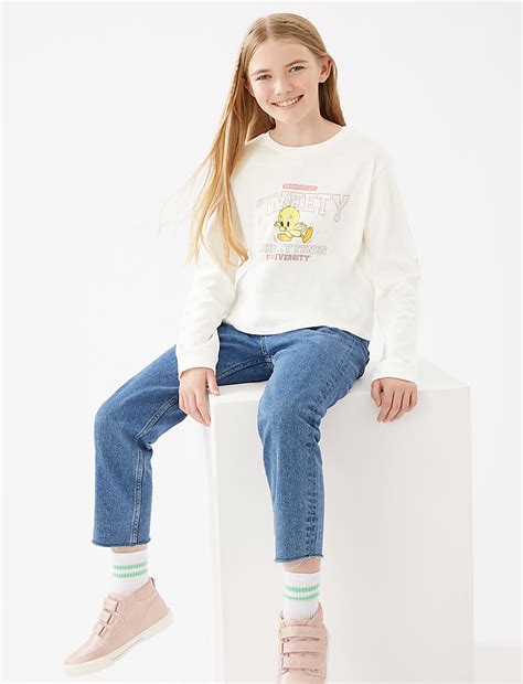Buy Pure Cotton Looney Tunes™ Long Sleeve Top at Marks & Spencer