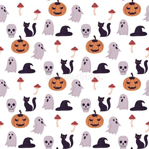 Halloween seamless pattern stock vector. Illustration of skull - 258693296