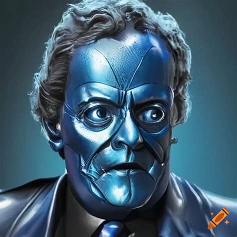Dark blue metallic doctor who villain featuring piers morgan