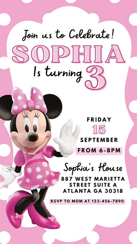 Minnie Mouse Birthday Invitations Print At Home