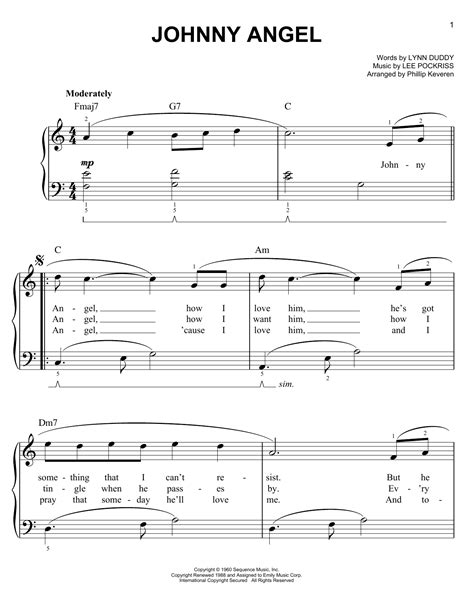 Johnny Angel (arr. Phillip Keveren) by Shelley Fabares Sheet Music for ...