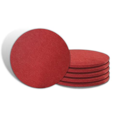 Round Acoustic Wall Panels Set of 6, 12"x12"x 9mm, Chilly Red Round ...