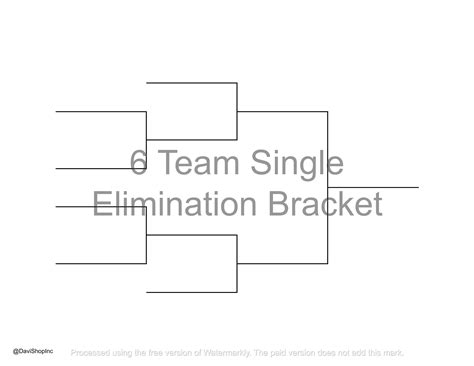 6-team Single and Double Elimination Playoff Brackets | PDF JPG and Hi ...