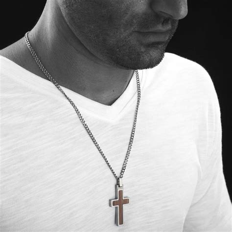 GESTALT COUTURE Unique GESTALT Titanium Cross Necklace with KOA Wood ...