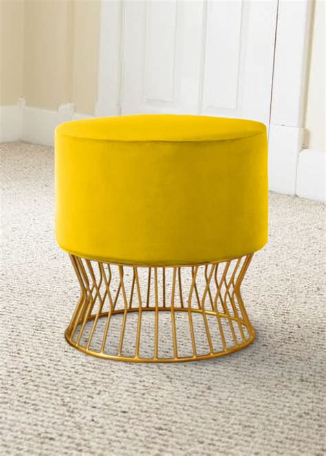 Get Foam Cushioned Foot Resting Stool For Living Room With Metal Legs ...
