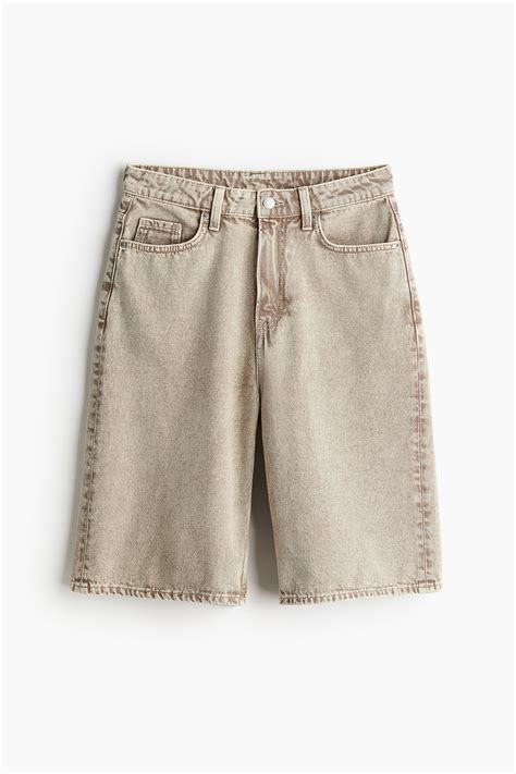 Bermuda Baggy High Denim shorts - Beige - Ladies | H&M GB