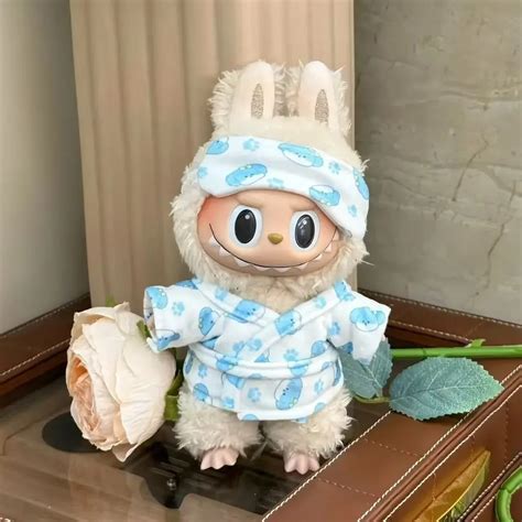 15-17cm Labubu Mini Pajamas with Eye Mask Three-piece Kawaii V1 V2 ...